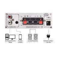 ONEU Mini Amplifier, 2 Chanel Class D Stereo Amplifiers 2x20W, Hifi Subwoofer AMP, Blue LED Light High Power Amplifier... N2