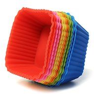 12pcs Silicone Square Cake Muffin Chocolate Baking Cup Mold N7