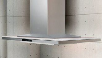 Zephyr 42W in. Layers Island Range Hood with White Glass