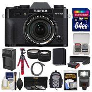 Fujifilm X-T10 Digital Camera &amp; 18-55mm XF Lens (Black) with 64GB Card + Backpack + Flash + Battery &amp; Charger... N3