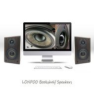 LONPOO 05BT Mini Bluetooth Bookshelf Speaker 30W *2 Classic Wooden Loudspeaker with Carbon Fiber Woofer and Silk...