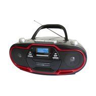 Supersonic Portable MP3/CD Player with USB/AUX Inputs, Cassette Recorder &amp; AM/FM Radio- Red N2