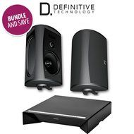 Definitive Technology W Amp Amplifier + AW 6500 All-Weather Outdoor Speakers Bundle (Pair, Black) N2