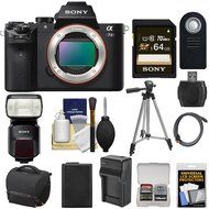 Sony Alpha A7 II Digital Camera Body with 64GB Card + HVL-F60M Flash + Case + Battery &amp; Charger + Tripod + Kit N2