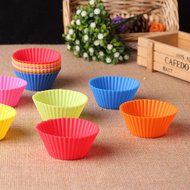 Baking Reusable Silicone Cupcake Muffin Dessert Cups Liners Molds Sets -- 7cm, Random Color (24/Pack) (24, 7cm) N2