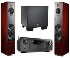 Martin Logan Motion 40 Chery Floorstanding Speakers with Dynamo 700W Subwoofer and Denon AVR-X4300H A/V Receiver