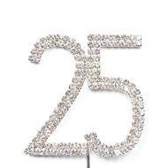 Sunshinesmile Rhinestone Crystal Silver Number 25 Birthday 25th Anniversary Cake Topper