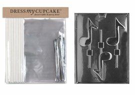 Dress My Cupcake DMCKITJ005 Chocolate Candy Lollipop Packaging Kit with Mold, Musical Note Lollipop