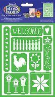 DecoArt Self-Adhesive Glass Series Americana Stencils, 6 by 8-Inch, Country
