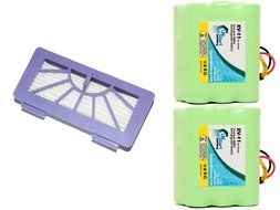 2-Pack Neato XV-21 Battery and Filter - Kit Includes 2 Neato Battery and 1 Filter (3500mAh, 7.2V, NI-MH)