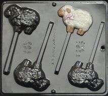 Lamb with Bow Lollipop Chocolate Candy Mold Easter 1812