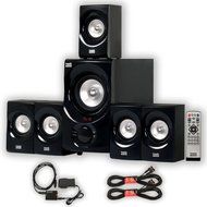 Acoustic Audio AA5171 Home 5.1 Bluetooth Speaker System with Optical Input and 2 Extension Cables