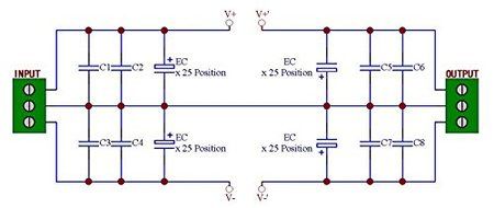 Electronics-Salon 1PCS Capacitor Filter Bare PCB, Support 100pcs D12.5mm Electrolytic Capacitors. N7