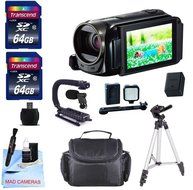 Professional Canon Camcorder Kit -Includes Canon Video Camera +2 64 GB Transcend SD Cards + Rechargeable LED Video...