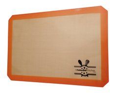 2 Kid's Colorful Orange and White Striped Aprons, plus 2 Professional Silicone Baking Mats-easy Clean Up, and... N2