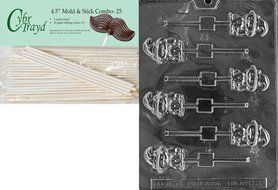 Cybrtrayd 45St25-H092 Cat with Hat Lolly Halloween Chocolate Candy Mold with 25 4.5-Inch Lollipop Sticks