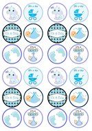 It&#039;s A Boy Baby Shower/Birth Mix Edible PREMIUM THICKNESS SWEETENED VANILLA, Wafer Rice Paper Cupcake Toppers/...