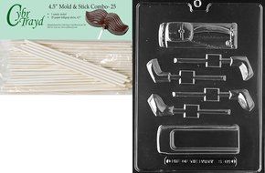 Cybrtrayd 45St25-S089 Golf Bag and Clubs Lollies Sports Chocolate Candy Mold with 25 Cybrtrayd 4.5-Inch Lollipop...