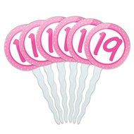 Set of 6 Cupcake Picks Toppers Decoration Birthday Party Pink Dots - 21 Twenty One N7
