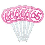Set of 6 Cupcake Picks Toppers Decoration Birthday Party Pink Dots - 21 Twenty One N9