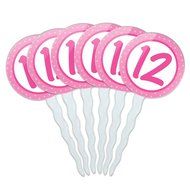 Set of 6 Cupcake Picks Toppers Decoration Birthday Party Pink Dots - 21 Twenty One N10