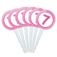 Set of 6 Cupcake Picks Toppers Decoration Birthday Party Pink Dots - 21 Twenty One N12