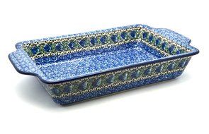 Polish Pottery Baker - Rectangular Brownie Pan - Peacock Feather