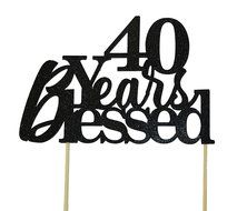 All About Details Black 40-Years-Blessed Cake Topper