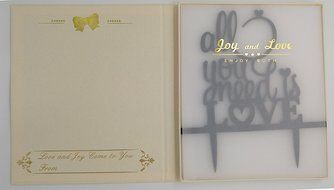 LOVENJOY with Gift Box All You Need is Love Monogram Wedding Engagement Cake Topper Gold Glitter, 6-inch N6