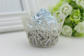 Finex&reg; 100pcs *Butterfly* Wedding Cupcake Liner Wrappers Muffin Wrapper Paper Baking Party Decoration (Blue) N5