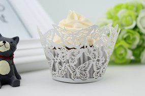 Finex&reg; 100pcs *Butterfly* Wedding Cupcake Liner Wrappers Muffin Wrapper Paper Baking Party Decoration (Blue) N6