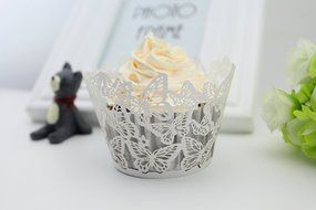 Finex&reg; 100pcs *Butterfly* Wedding Cupcake Liner Wrappers Muffin Wrapper Paper Baking Party Decoration (Blue) N7