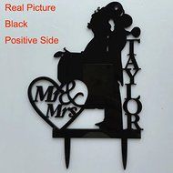GOOSE LOVER(TM) Bride And Groom Silhouette Wedding Cake Topper With Dog And Cat, Acrylic Wedding Cake Topper,... N6