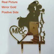 GOOSE LOVER(TM) Bride And Groom Silhouette Wedding Cake Topper With Dog And Cat, Acrylic Wedding Cake Topper,... N9