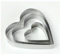 SNW Stainless Steel Cheese Cake Cookie Cutter Mold Bakeware Embossed Fondant Cake Mold,Heart-shaped 3 Set