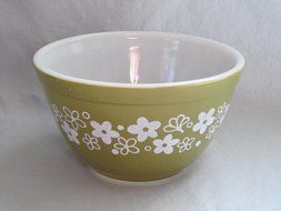 Vintage 1970's Pyrex " Spring Blossom" Green Mixing Nesting Batter Bowl - 1.5 Pint #401 N2