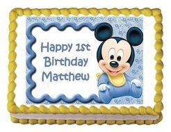 BABY MICKEY MOUSE baby shower or birthday party edible cake image topper sheet