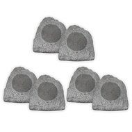 Theater Solutions 6R8G Outdoor Granite 8" Rock 6 Speaker Set for Deck Pool Spa Yard Garden N3