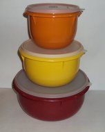 Vintage Tupperware Classic Flat Bottom Mixing Bowls Set Fall Harvest Colors N2