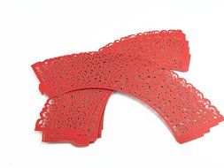 Yansanido 12 set pink Filigree Artistic Bake Little Vine Lace Laser Cut Cupcake Wrapper Cup Muffin Case Trays... N49