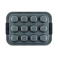 Anolon 12 Cup Advanced Nonstick Bakeware Muffin Pan with Silicone Grips, Gray N2
