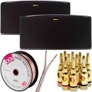 Klipsch R-14S Surround Sound Speaker Pair + Speaker Wire &amp; Banana Plugs Bundle N3