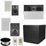 Theater Solutions 5.1 Home Theater 8" and 6.5" Speaker Set with Center, 15" Powered Sub and More TS6W8WL51SET8