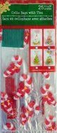 25pcs Christmas Flat Cello/Cellophane/Loot Treat Bag Large 5x11&frac12;&quot; (Misletoe)