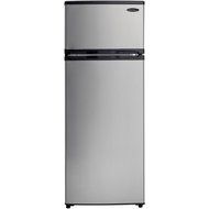 Designer 7.4 Cu. Ft. Refrigerator with Top-Mount Freezer, Spotless Steel/Black