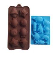 Yunko 8 Cavity Ocean Chocolate Silicone Mold Ice Cube Candy Mould Fudge Mold 2 Pcs /Set Dolphin Whale Squid Penguin... N2