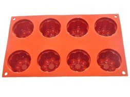 FOUR-C Cupcake Supplies Silicone Bakeware Flower Cake Baking Pans Color Purplish Red