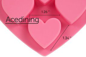 Silicone Heart Molds From Acedining - Use As an Ice Cube Tray - Make Hearts of Chocolate or Gelatin - No Plastic... N3