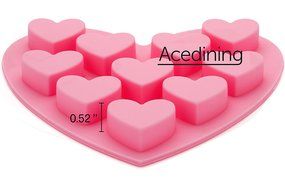 Silicone Heart Molds From Acedining - Use As an Ice Cube Tray - Make Hearts of Chocolate or Gelatin - No Plastic... N4