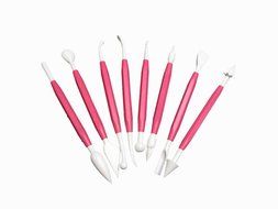 Generic 8Pcs/Set Modelling Carving Fondant Cake Flower Chocolate Craft Tool Decorating Cutters Kit(White) N2